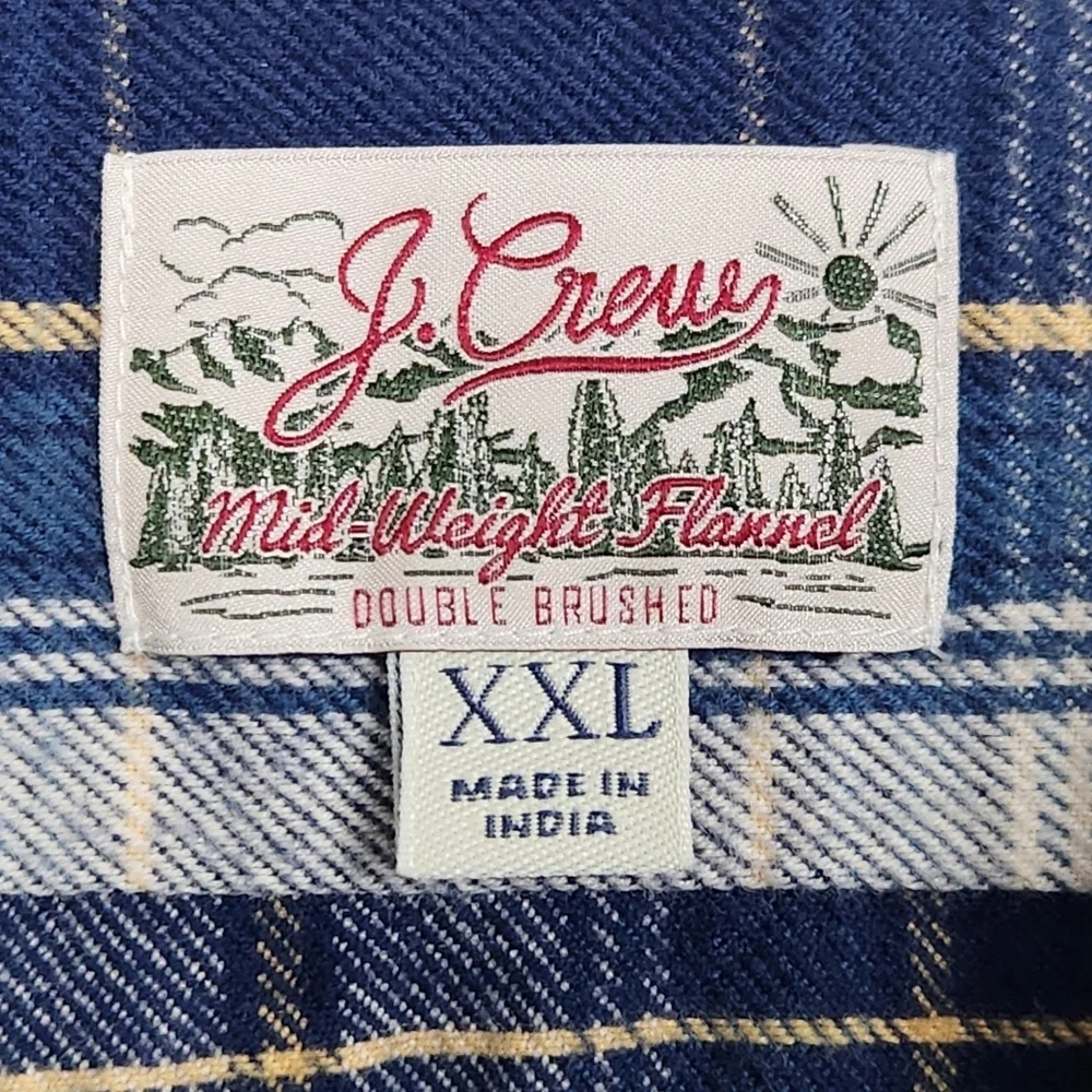 J. Crew Slim Fit Mid-Weight Flannel Double Brushed Long Sleeve Men's Size 2XL